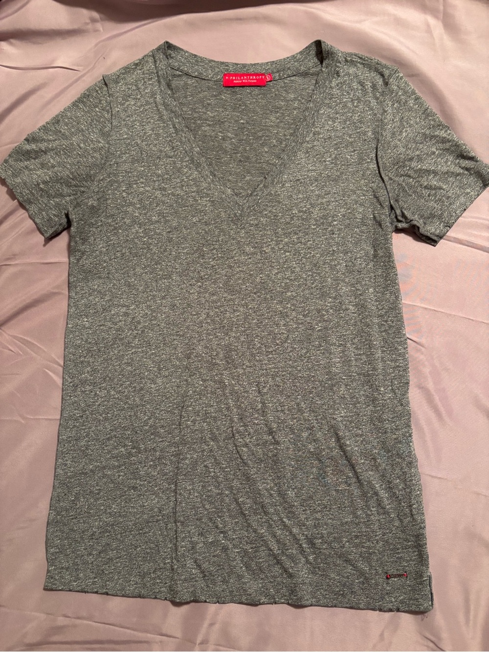 Philanthropy Heather Gray V-Neck Short Sleeve Tee